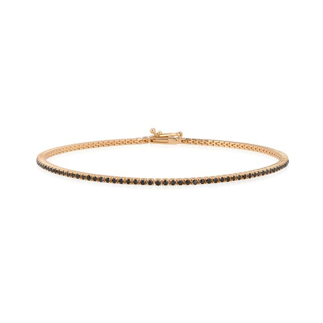 Brățară tennis din aur roz de 18K cu diamante negre (1,06 ct)