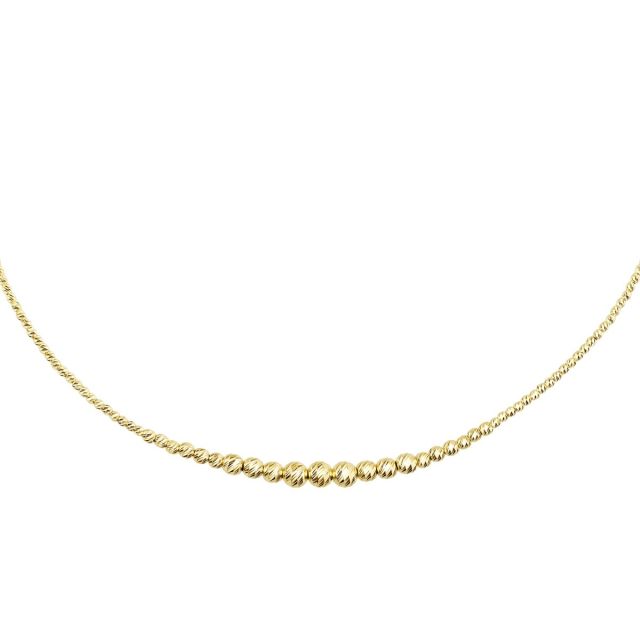 Colier cu bile diamantate din aur galben de 14K