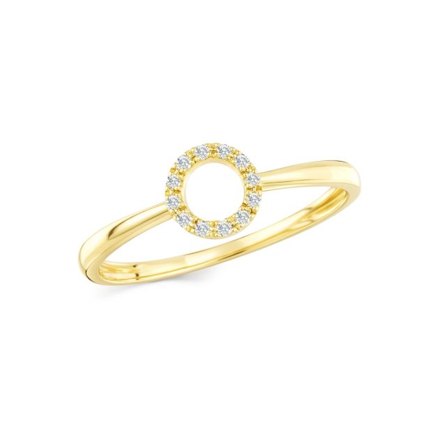Inel în formă de cerc din aur de 14K cu diamante rotunde (0,050 ct)