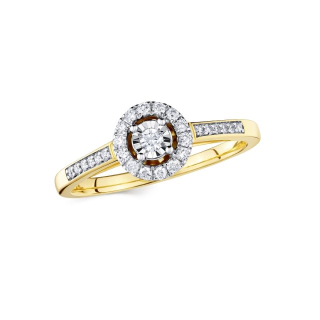 Inel din aur de 14K cu diamante cu montură de tip iluzie (0,210 ct)