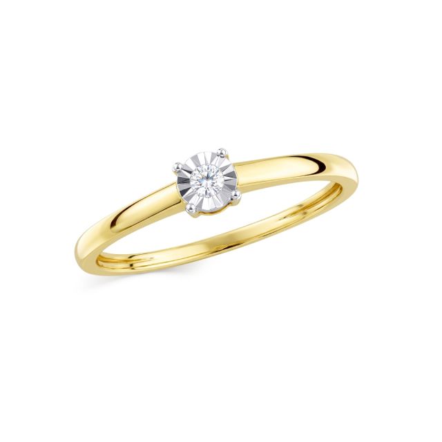 Inel din aur de 14K cu diamant cu montură de tip iluzie (0,030 ct)