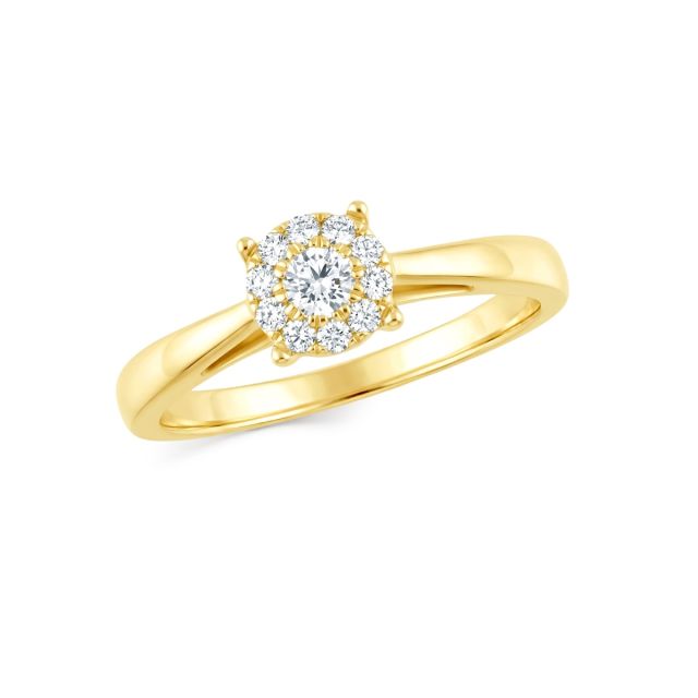 Inel din aur de 14K cu diamante rotunde (0,240 ct)