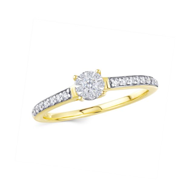 Inel din aur de 14K cu diamante cu montură de tip iluzie (0,280 ct)