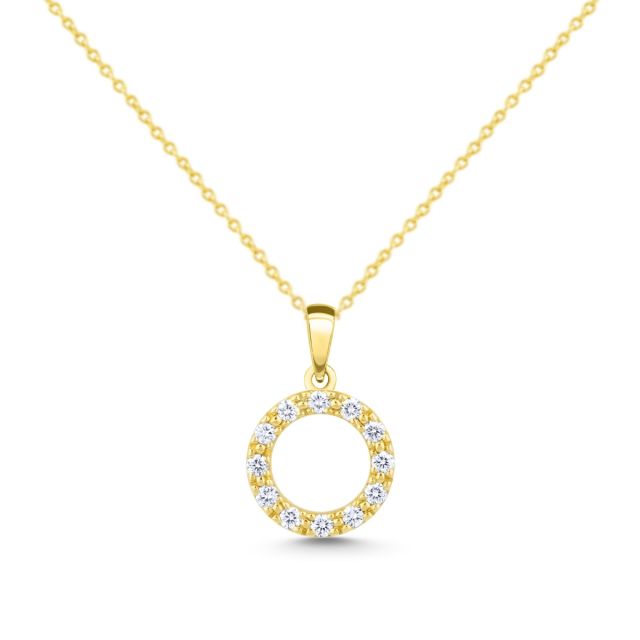 Pandantiv în formă de cerc din aur de 14K cu diamante (0,070 ct)