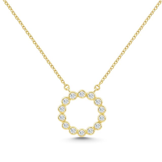 Colier în formă de cerc din aur de 14K cu diamante (0,100 ct)