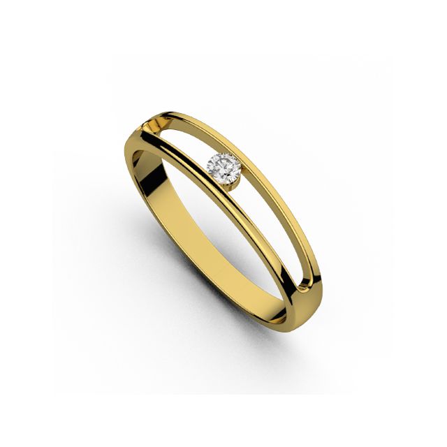Inel de logodnă DR028 din aur galben de 18K cu diamant (0,110 ct)