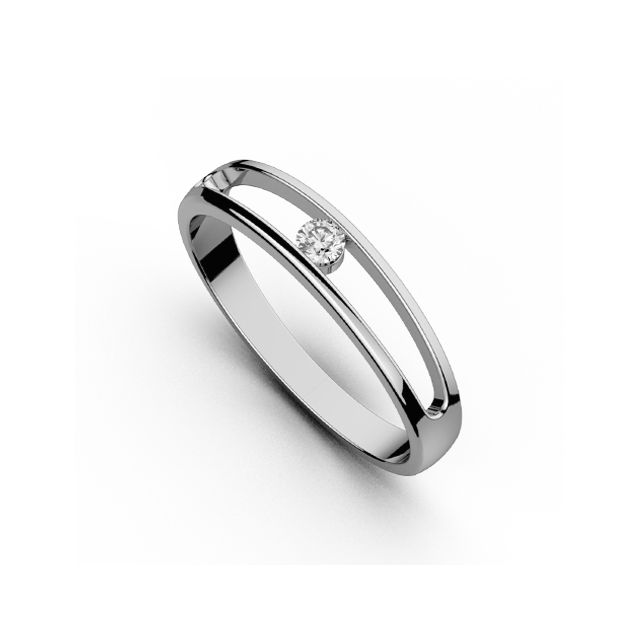 Inel de logodnă DR028 din aur alb de 18K cu diamant (0,100 ct)