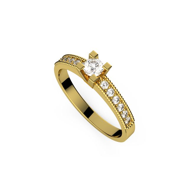 Inel de logodnă DR093 din aur galben de 18K cu diamante (0,325 ct)
