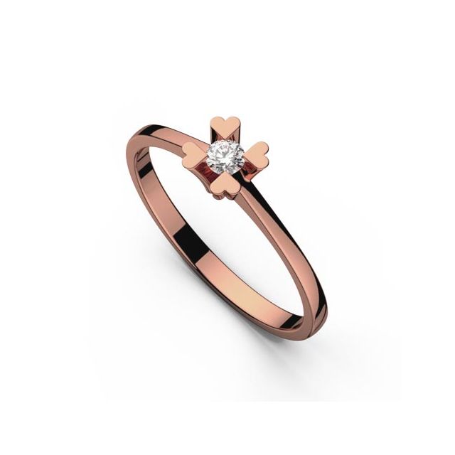 Inel de logodnă DR096 din aur roz de 18K cu diamant (0,100 ct)