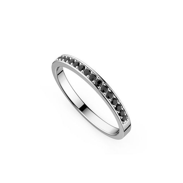 Inel de logodnă semi-eternity DR222 din aur alb de 18K cu diamante negre (0,160 ct)