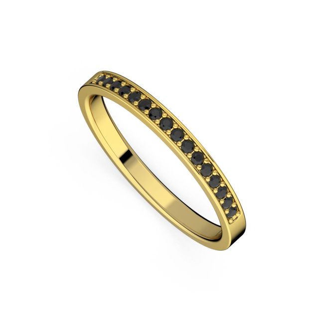 Inel de logodnă semi-eternity DR222 din aur galben de 18K cu diamante negre (0,160 ct)