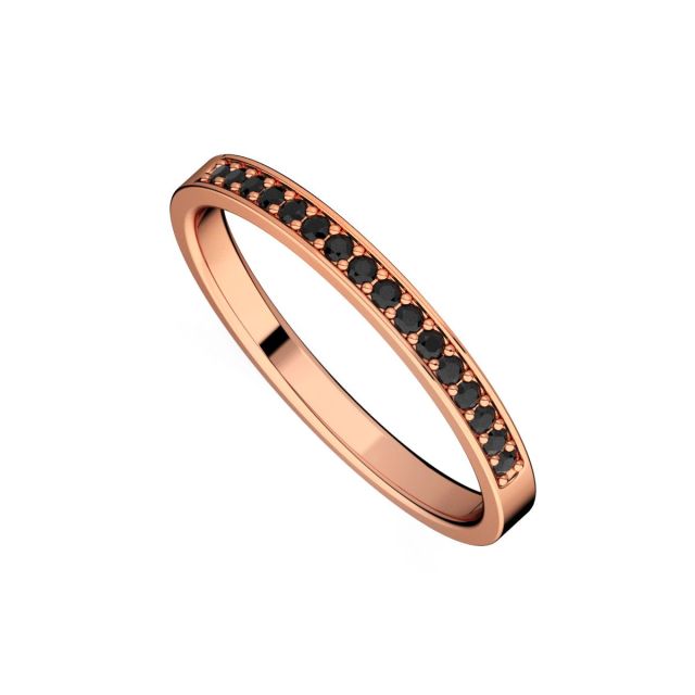 Inel de logodnă semi-eternity DR222 din aur roz de 18K cu diamante negre (0,160 ct)