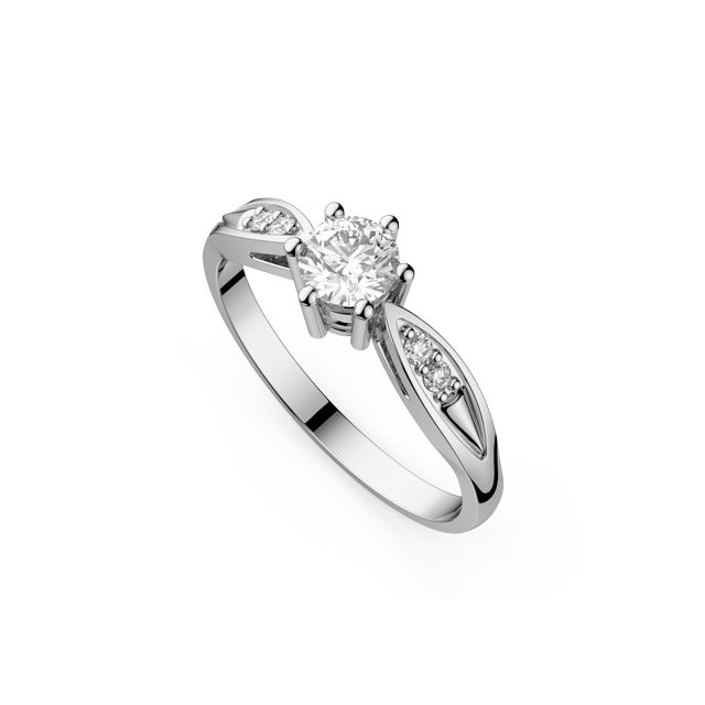 Inel de logodnă DR230 din aur alb de 18K cu diamante (0,185 ct)