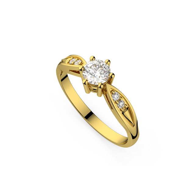 Inel de logodnă DR230 din aur galben de 18K cu diamante (0,185 ct)