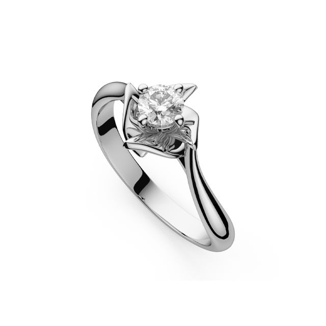 Inel de logodnă DR262 din aur alb de 18K cu diamant (0,110 ct)