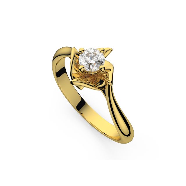 Inel de logodnă DR262 din aur galben de 18K cu cu diamant (0,110 ct)