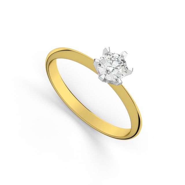 Inel de logodnă DR321 din aur galben și alb de 18K cu diamant (0,110 ct)