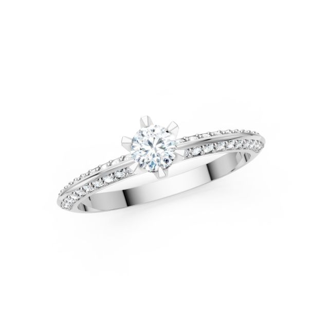 Inel de logodnă DR321A din aur alb de 18K cu diamante (0,405 ct)