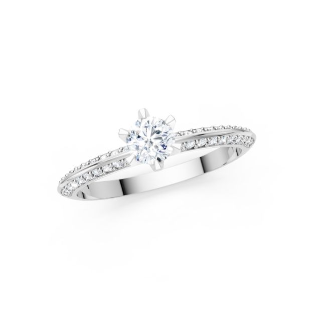 Inel de logodnă DR321A din aur alb de 18K cu diamante (0,500 ct, Certificat HRD)