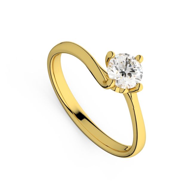 Inel de logodnă DR322 din aur galben de 18K cu diamant (0,110 ct)