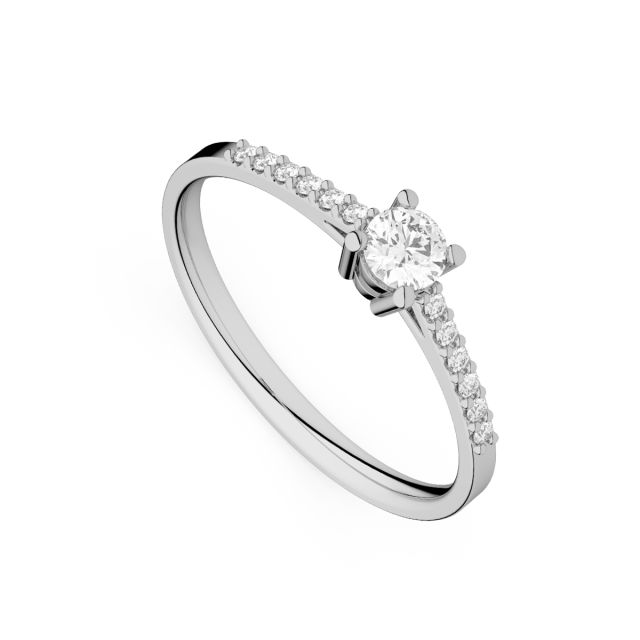 Inel de logodnă DR330 din aur alb de 18K cu diamante (0,217 ct)