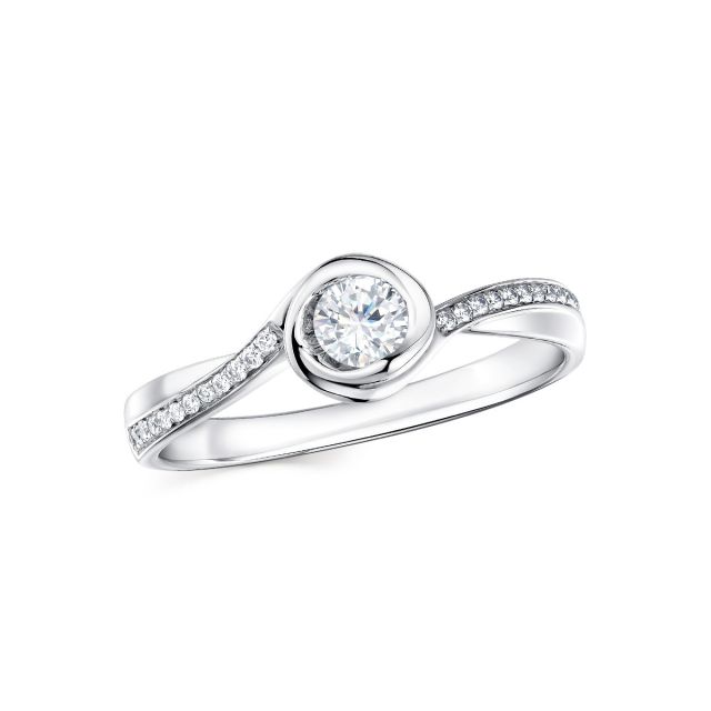 Inel din aur alb de 14K cu diamante (0,282 ct)