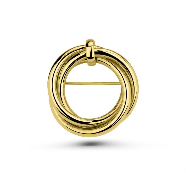 Broșă circulară din aur galben de 14K