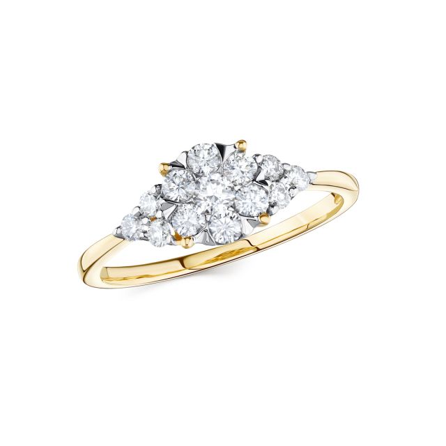 Inel Rosetta din aur de 14K cu diamante (0,498 ct)