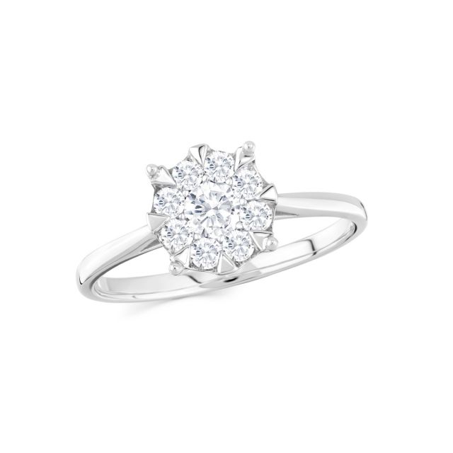 Inel Rosetta din aur de 14K cu diamante (0,405 ct)