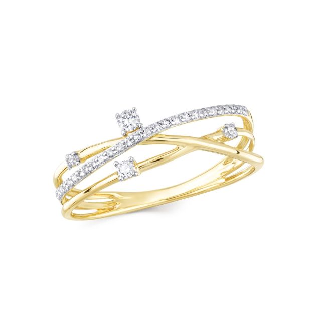 Inel din aur de 14K cu diamante (0,142 ct)