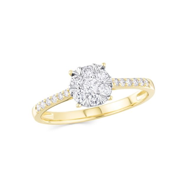 Inel Rosetta din aur de 14K cu diamante (0,321 ct)