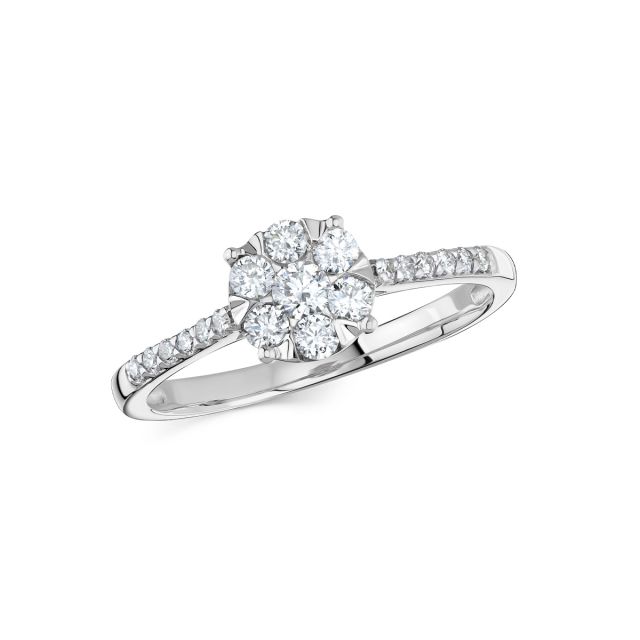 Inel Rosetta din aur de 14K cu diamante (0,399 ct)