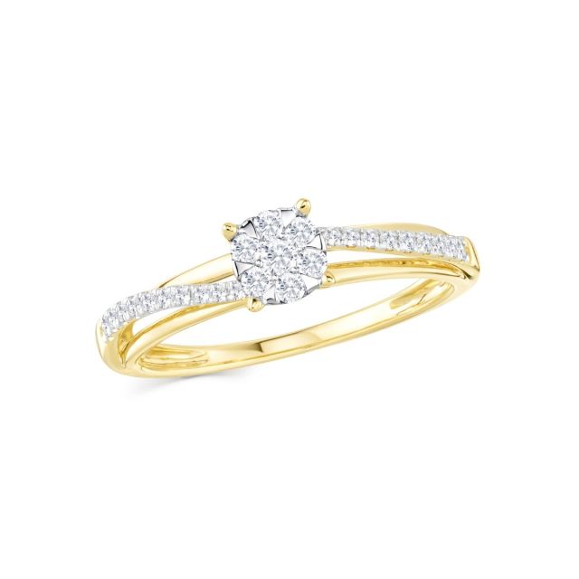 Inel Rosetta din aur de 14K cu diamante (0,249 ct)