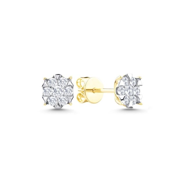 Cercei Rosetta din aur de 14K cu diamante (0,254 ct)