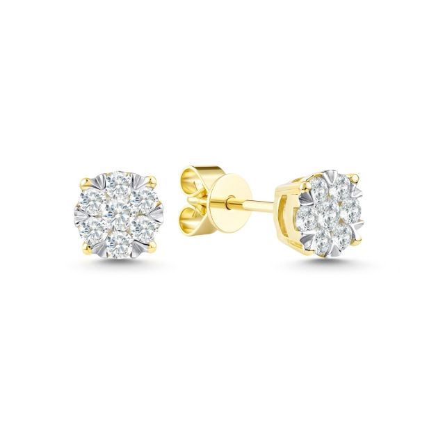 Cercei Rosetta din aur de 14K cu diamante (0,393 ct)
