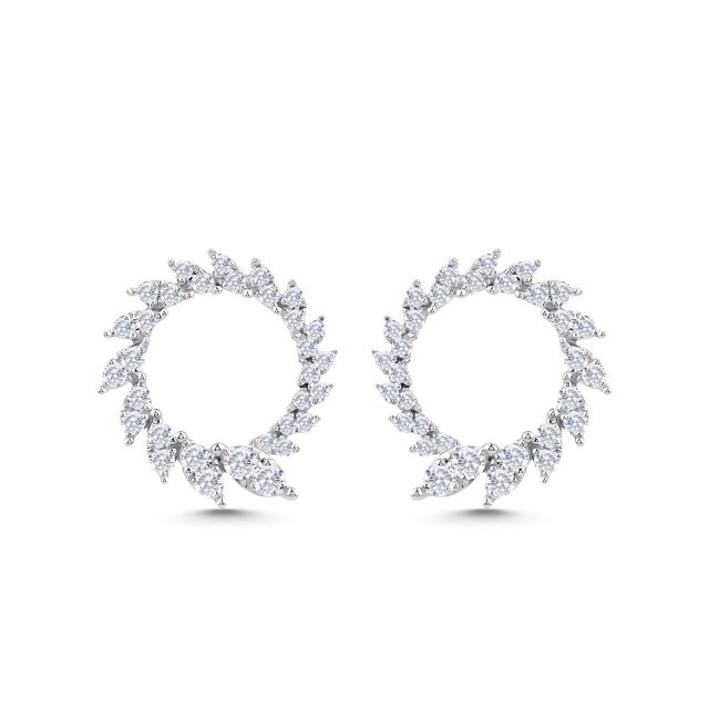 Cercei în formă de cerc din aur de 14K cu diamante rotunde (0,495 ct)
