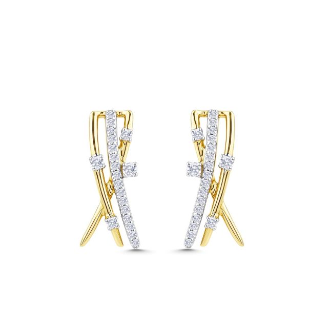 Cercei din aur de 14K cu diamante (0,148 ct)