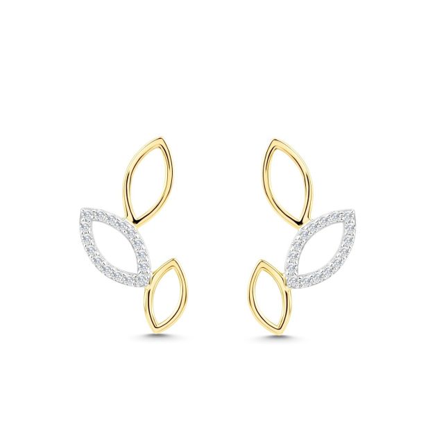 Cercei din aur de 14K cu diamante (0,092 ct)