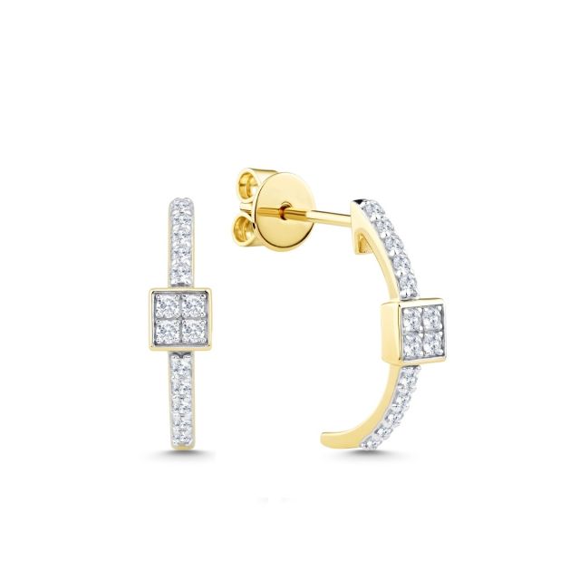 Cercei din aur de 14K cu diamante rotunde (0,153 ct)