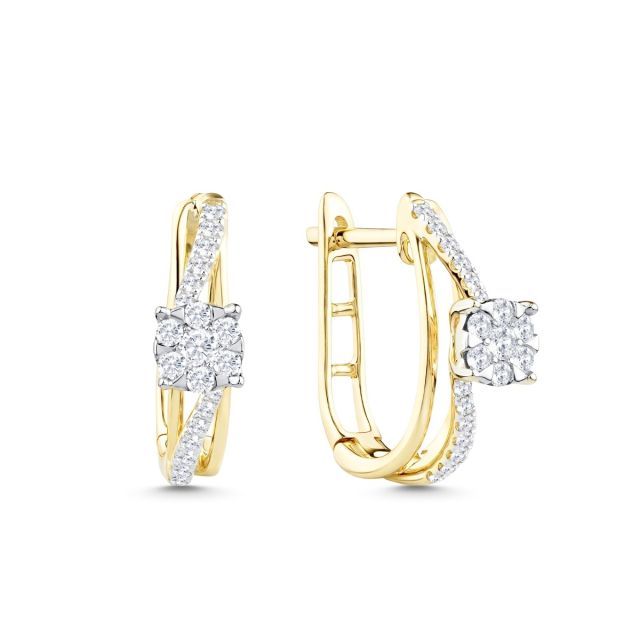Cercei Rosetta din aur de 14K cu diamante (0,275 ct)
