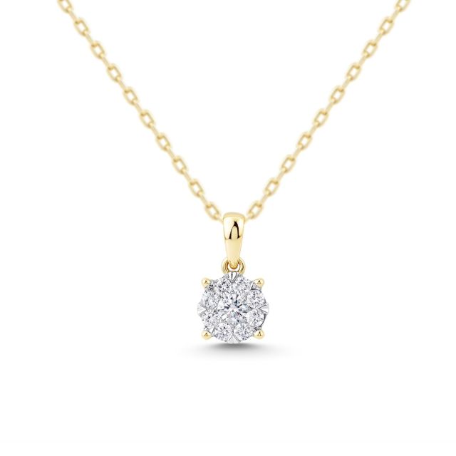 Pandantiv Rosetta din aur de 14K cu diamante (0,261 ct)