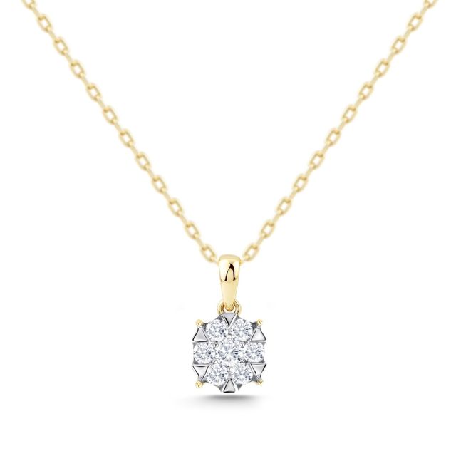 Pandantiv Rosetta din aur de 14K cu diamante (0,210 ct)
