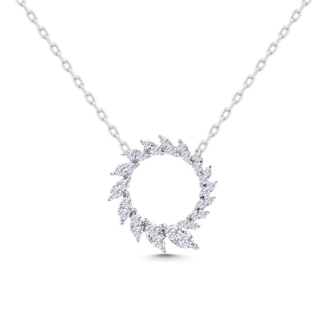 Pandantiv în formă de cerc din aur de 14K cu diamante rotunde (0,220 ct)