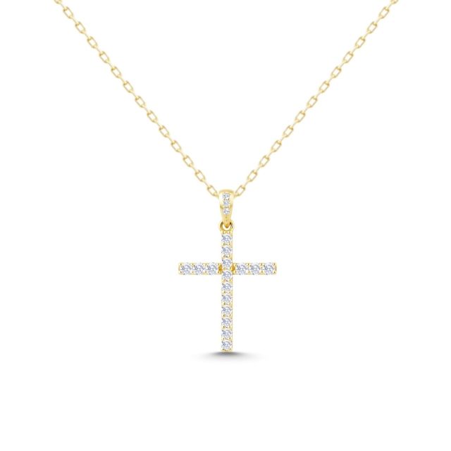 Pandantiv cruce din aur de 14K cu diamante (0,259 ct)