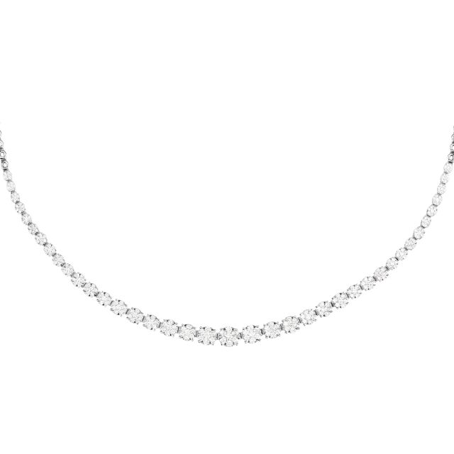 Colier tennis Rosetta din aur alb de 14K cu diamante (3,02 ct)