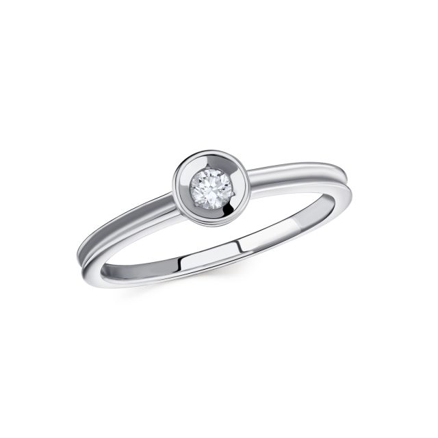 Inel din aur alb de 18K cu diamante (0,100 ct)