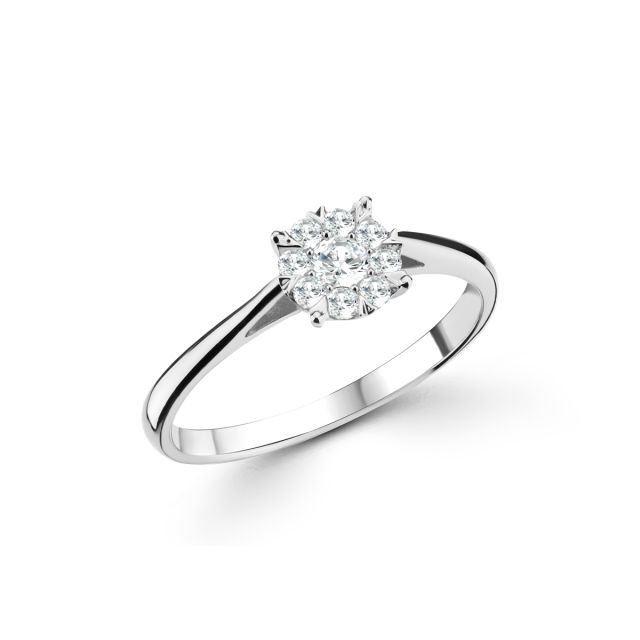 Inel Rosetta din aur de 14K cu diamante (0,150 ct)