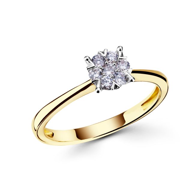 Inel Rosetta din aur de 14K cu diamante (0,200 ct)