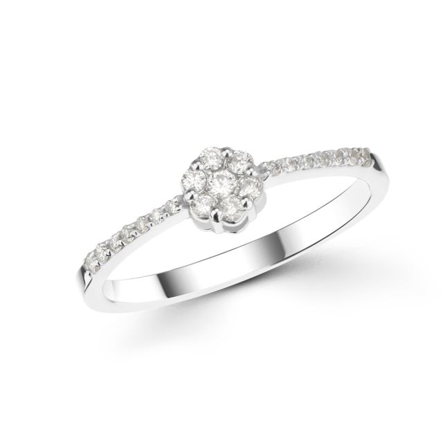 Inel din aur alb de 14K cu diamante (0,16 ct)