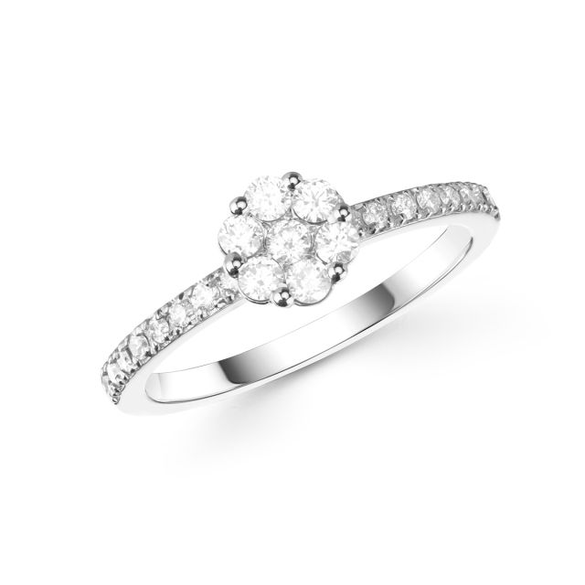 Inel din aur alb de 14K cu diamante (0,42 ct)